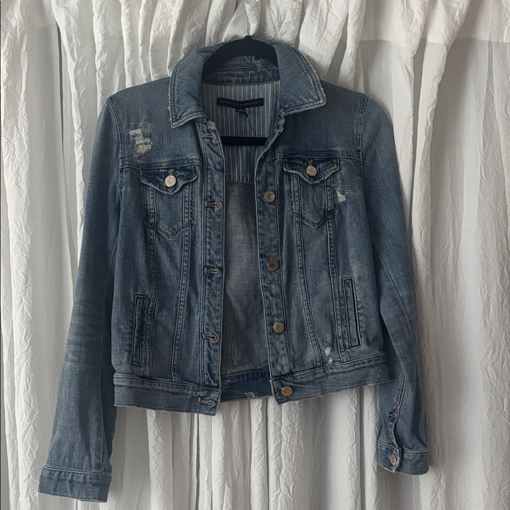 White House Black Market Distressed Blue Jean Jacket